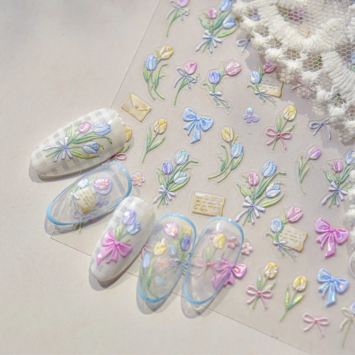 Dream Flower window shell nail art stickers by Blushimmer, featuring self-adhesive Japanese flower decals for press-on nails decoration.