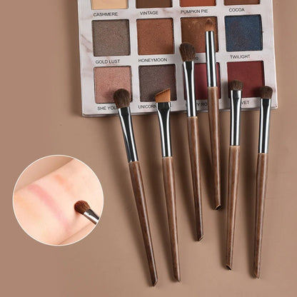 6pcs Soft Horse Hair Eye Makeup Brush Set - Complete Eyeshadow/Blending/Brow/Lip brush Tools