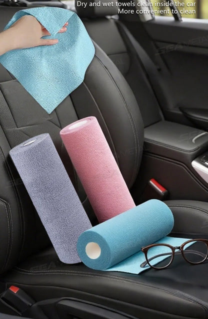 SEAMETAL Reusable Cleaning Wipe Car Household Kitchen Cloth Microfiber Towel Rolls Dish Rags Wash Paper Towel 20 Sheets/1 Roll