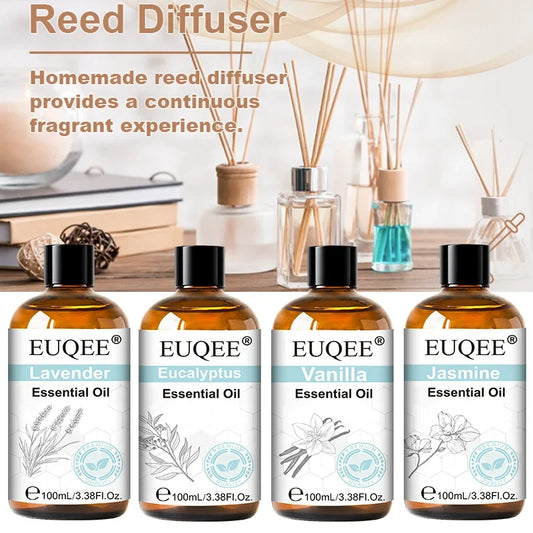 Blushimmer lavender vanilla essential oil with dropper, 100ml bottle, for diffuser, featuring sandalwood, bergamot, and lemongrass fragrances