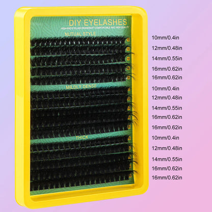 Blushimmer Lash Clusters Kit with natural 10-16mm spiky volume eyelash extensions and fairy individual lash clusters.