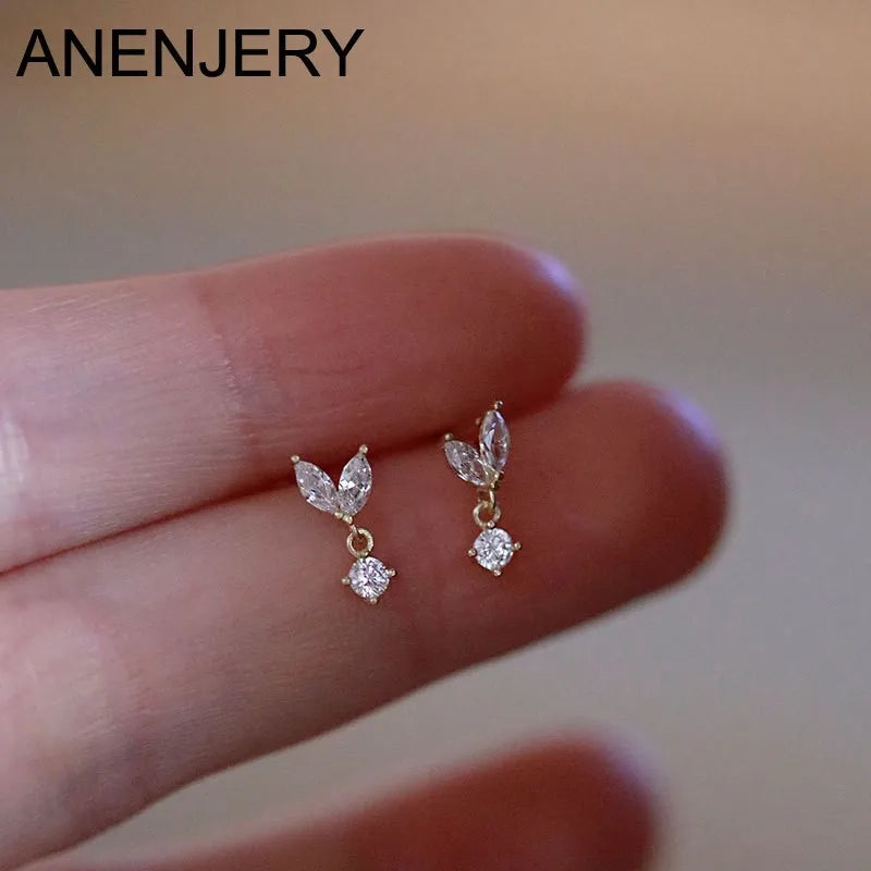 ANENJERY Butterfly Stud Earrings for Women Cute Delicate Jewelry Girls Gift Wholesale Pendientes mujer