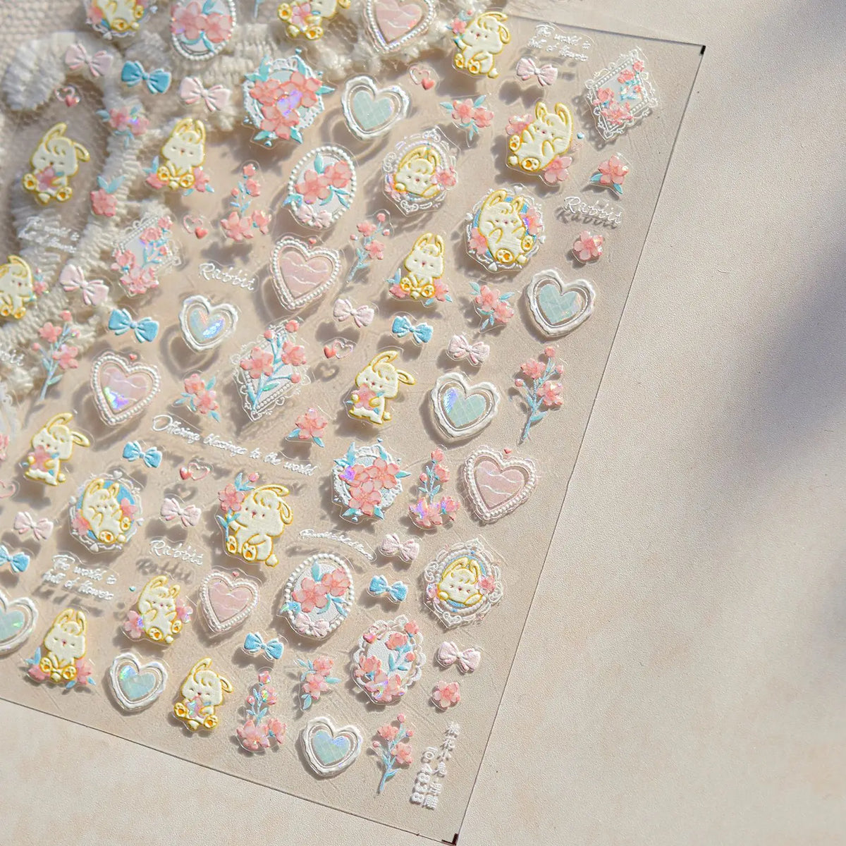 Dream Flower Shell Light Nail Art Stickers by Blushimmer, self-adhesive Japanese floral decals for decorative press-on nails.