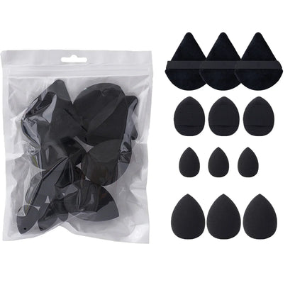 12-piece Blushimmer makeup sponge set with powder puffs, mini air cushion puffs, beauty eggs, and mini beauty sponges.