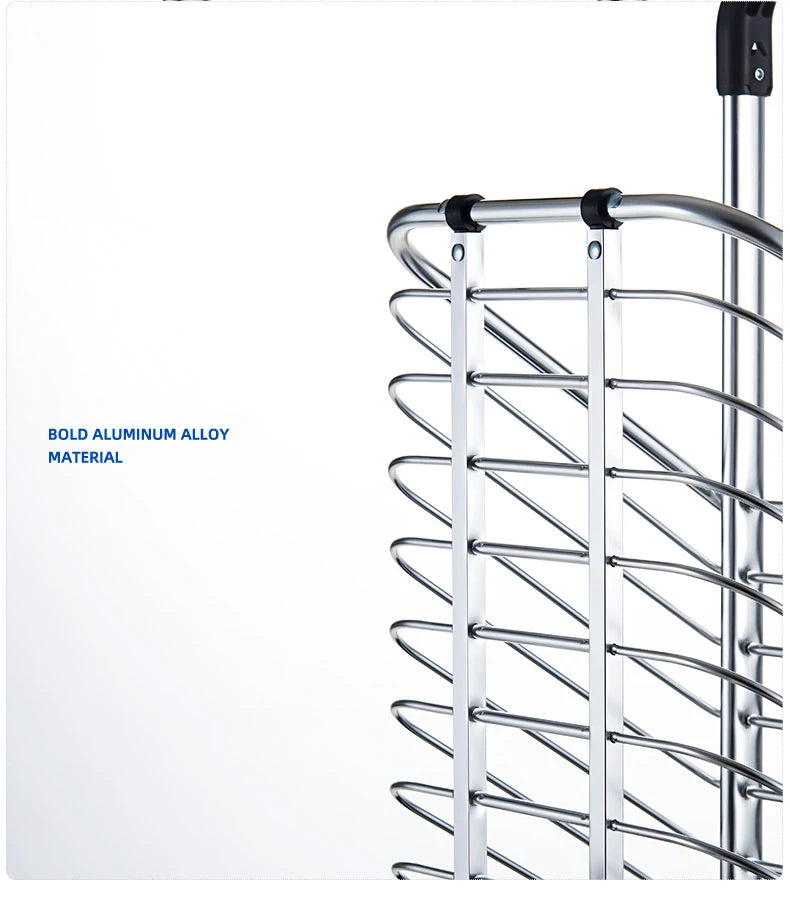 Grocery Cart Portable Aluminum Alloy Shopping Folding Trolley Big Capacity Lightweight Step Climbing Folded Trolley