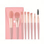 Set of 13 Blushimmer makeup brushes for eyeshadow, foundation, and blush in a soft cosmetic brush collection with a storage bag