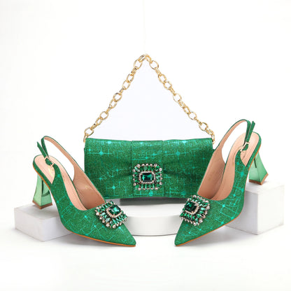 Luxurious EdleessFashion shoes and matching bags set, stylish footwear and handbags in a coordinated design.