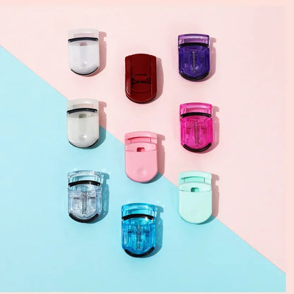 Blushimmer mini eyelash curler with multicolor folding design, professional false eyelash curling clip for beauty and makeup.