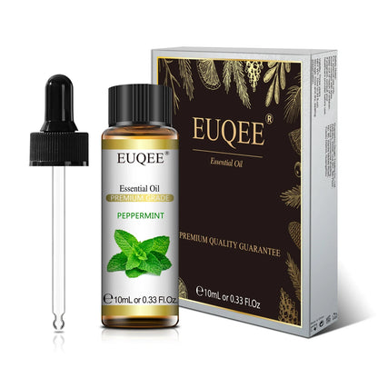 Blushimmer EUQEE 10ml essential oil bottle with lavender, jasmine, eucalyptus, vanilla, sandalwood, and citrus fragrances.