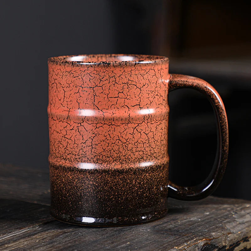 600ml Oil Barrel Cup Large - capacity Ceramic Coffee Mug Household Latte Espresso Latte Mug Stoneware Teacup Water Cup Drinkware