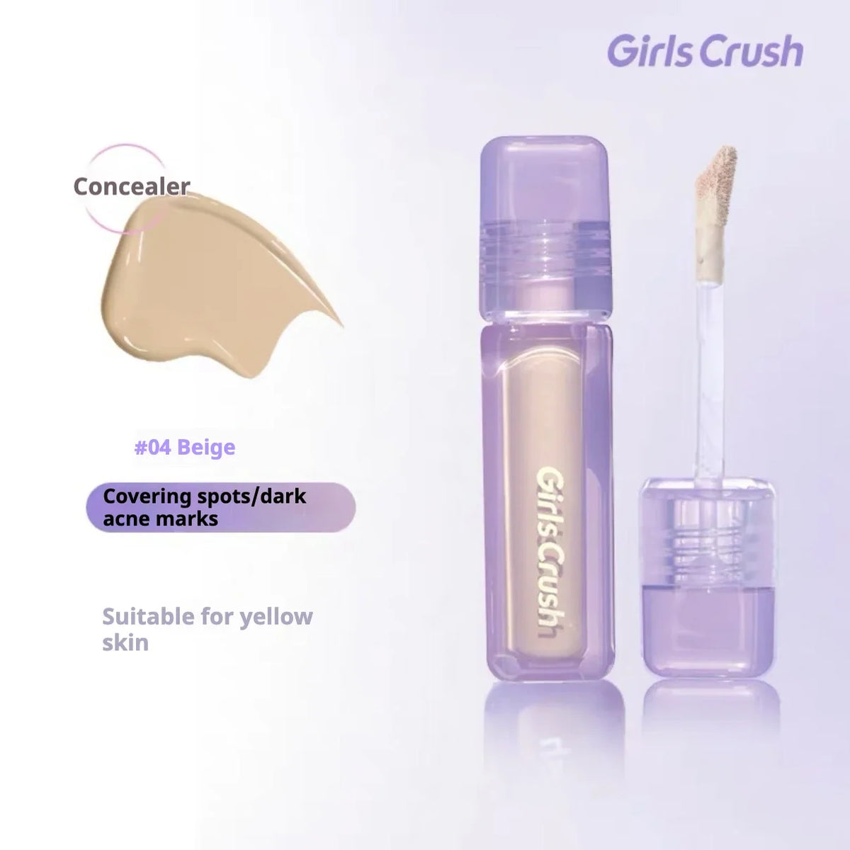 Blushimmer Girlscrush liquid concealer with brightening, velvet sunscreen for moisturizing, skin application, and makeup holding.