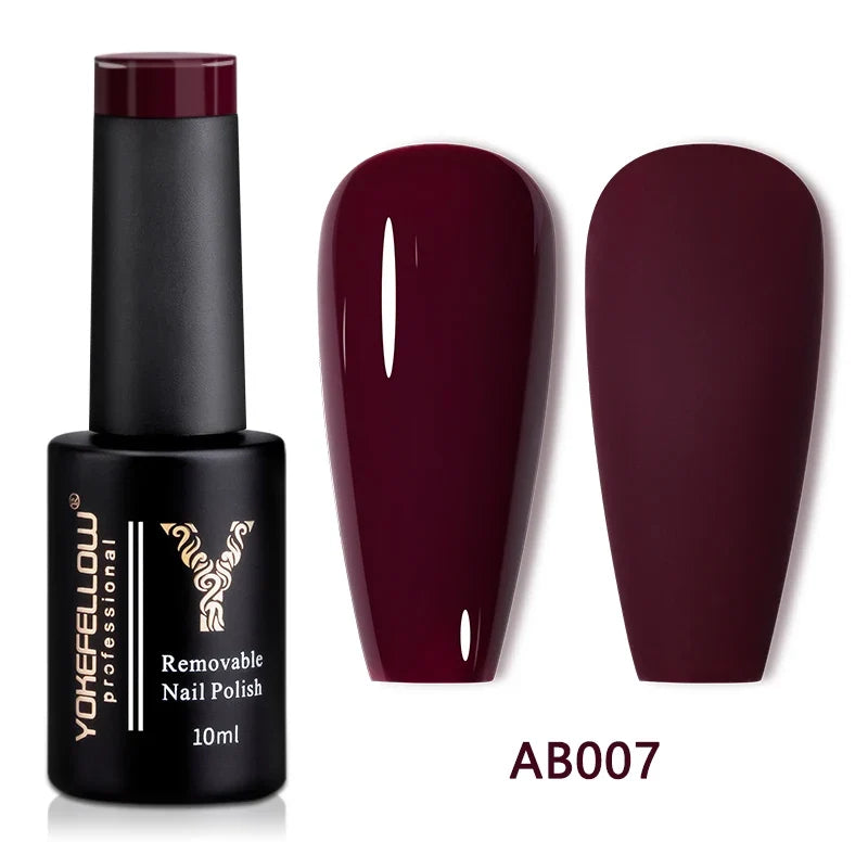 YOKEFELLOW 10ml translucent pink gel nail polish by Blushimmer, showing a smooth, high-quality soak-off UV gel with long-lasting finish