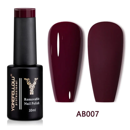 YOKEFELLOW 10ml translucent pink gel nail polish by Blushimmer, showing a smooth, high-quality soak-off UV gel with long-lasting finish
