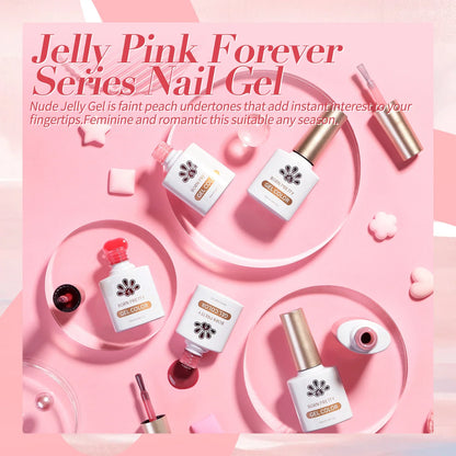 Blushimmer Born Pretty Jelly Nude Gel Nail Polish in light pink peach, translucent UV cure gel for DIY nail art at home.