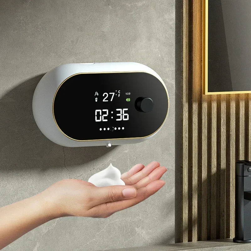Automatic Induction Hand Washer Wall Mounted Soap Diapenser Electric USB Charging with LED Display Foam Machine Liquid Dispens