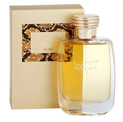 100ML Rasasi Hawas for Men Eau de Parfum by Blushimmer, featuring a sleek bottle, symbolizing luxurious, masculine, and refreshing fragrance.