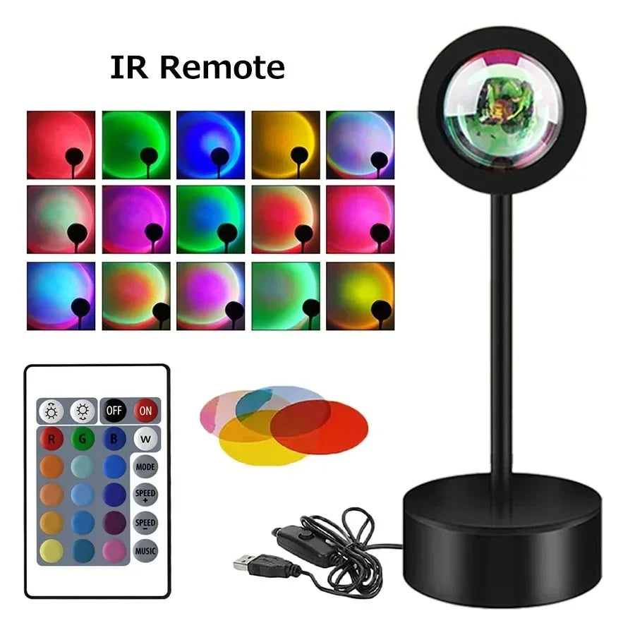 Tuya Smart Sunset Projector Lamp, RGB LED Spotlight with Smart Life App & IR Remote for Party, Photography & Night Light Decor