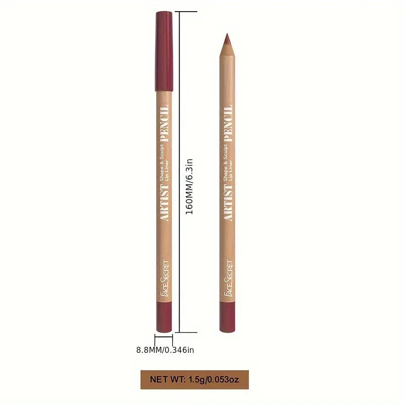 Set of 6 Blushimmer velvet matte lip liners in shades of berry, brown, and pink for long-lasting lip makeup.