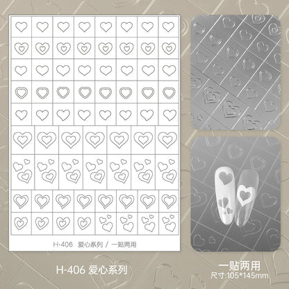 Kaniu Transparent Hollow French Nail Stickers Snowflake Starry Design Nail Art Decal Self-Adhesive Manicure Stencil Template