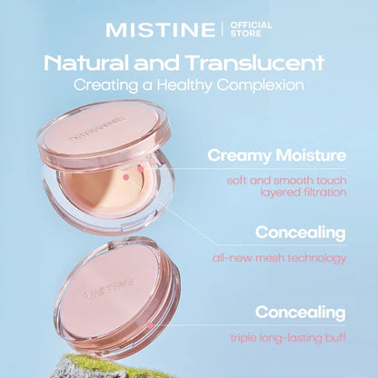 Mistine Foundtion Air Cushion with Natural Dewy Finish Makeup Moisturize Nourish Powdered Cream for Combination Skin 13g 1pc