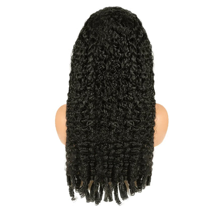 Selvanelle Burmese curly human hair wig with 13x4 lace frontal, natural color, 30-40 inch length, 220% density, HD lace front.