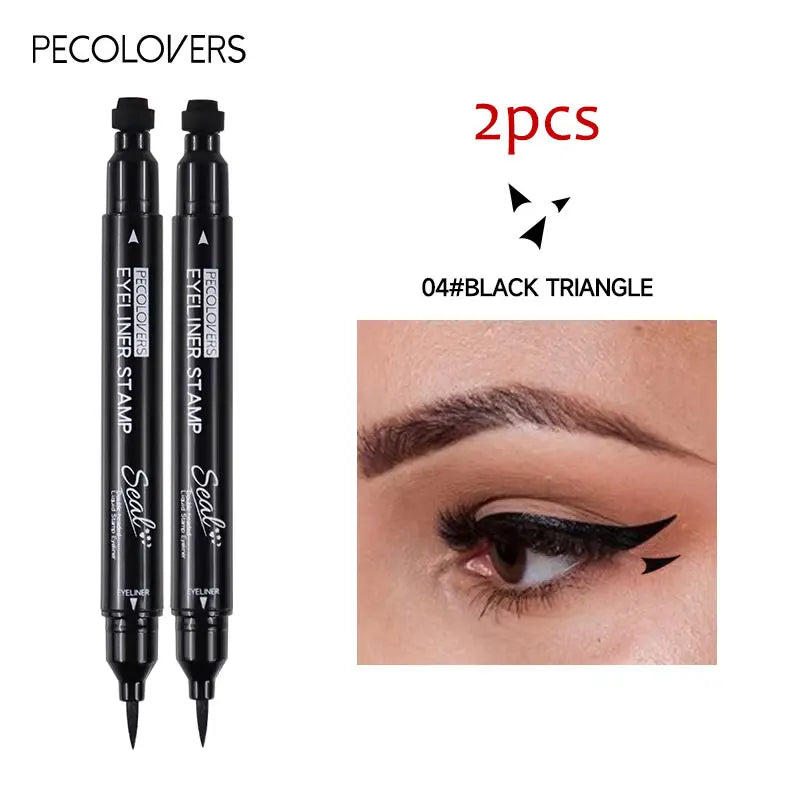 Black waterproof liquid eyeliner with star and moon stamp design from Blushimmer, featuring precise applicator for creative eye looks.
