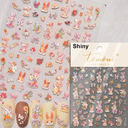 Brown 5D Japanese Kawaii Bear nail art sticker by Blushimmer, self-adhesive cartoon animal decals for DIY nail decoration.