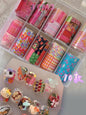 Blushimmer 10-rolls plaid and star nail foil transfer paper set for nail art decoration and manicure design.