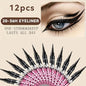 12-piece Blushimmer black liquid eyeliner set with long-lasting, waterproof eye liner pencils for precise makeup application