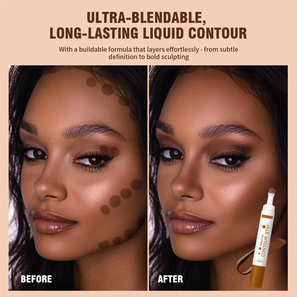 Blushimmer 6-color waterproof liquid contour and bronzer palette with nourishing 3D concealer for face contouring and highlighting.