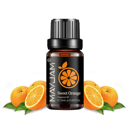 Blushimmer MAYJAM fruit essential oil collection featuring cherry, banana, papaya, grape, litchi, guava, kiwifruit, pear, and fig fragrances.