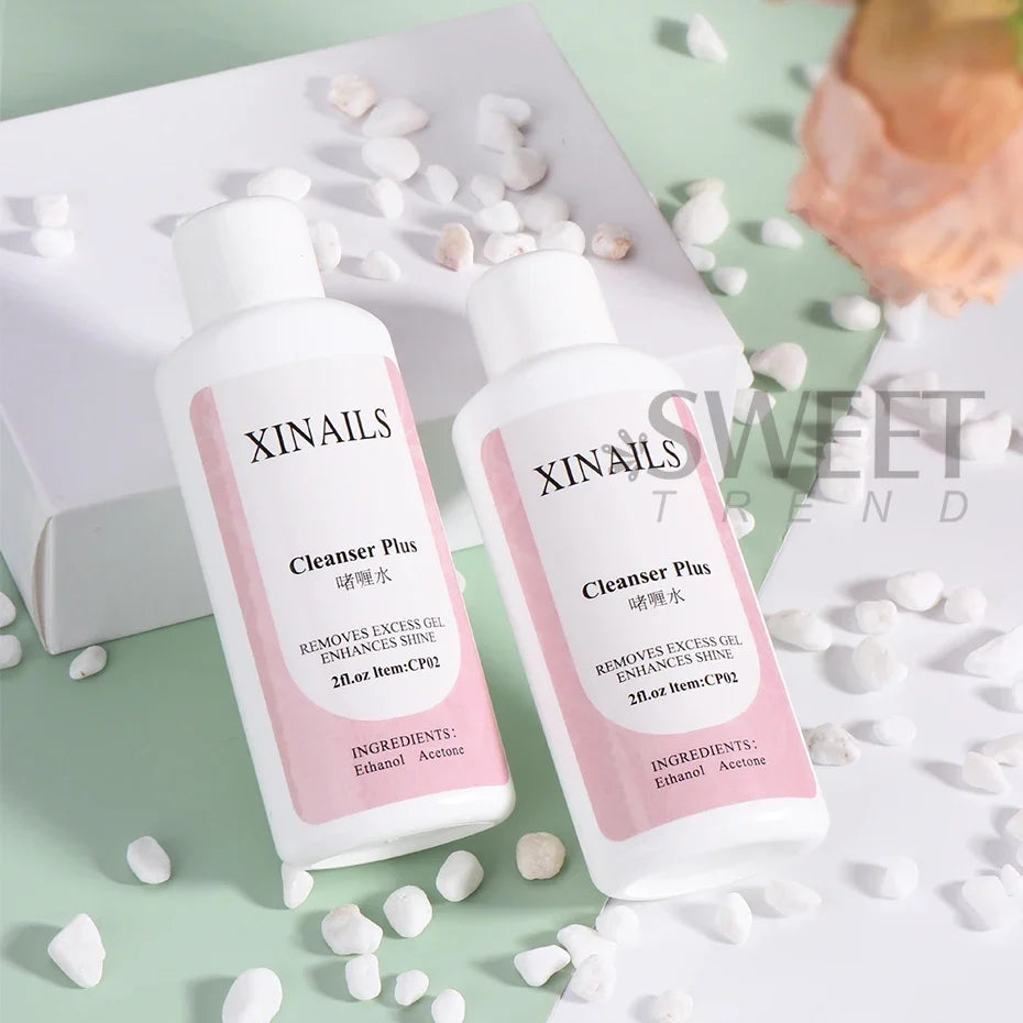 Blushimmer nail degreaser liquid in a bottle, used to remove sticky layer and excess gel polish during nail extensions.