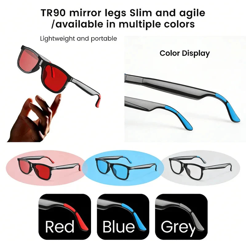 Smart Audio Glasses Touch Control Color Changing Lens Dual Microphone Noise Reduction Super Clear Sound Bluetooth Sunglasses New