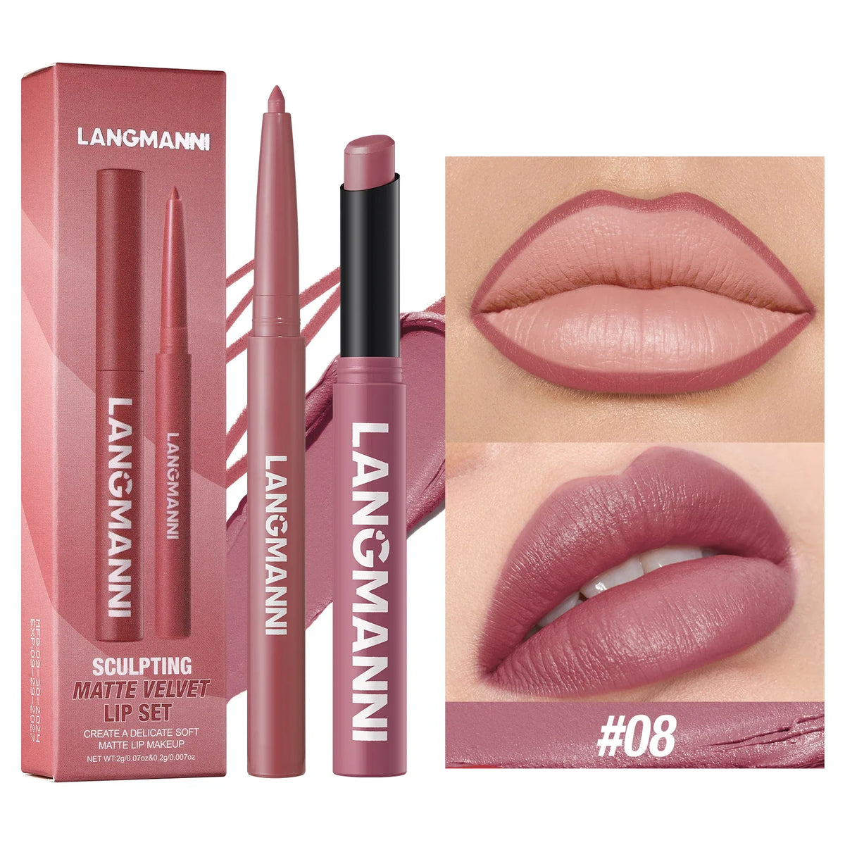 Blushimmer waterproof lipliner and lipstick set with no smudge or fade, featuring a durable, easy-to-apply makeup product.
