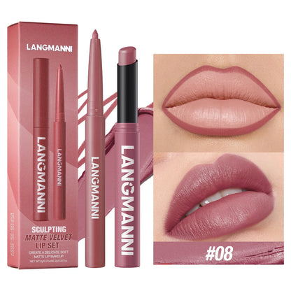Blushimmer waterproof lipliner and lipstick set with no smudge or fade, featuring a durable, easy-to-apply makeup product.