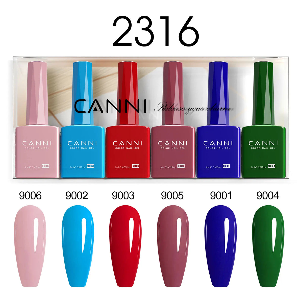 Blushimmer CANNI nail gel polish kit with 6 bottles of nude, pink, and jelly colors for natural French nail designs.