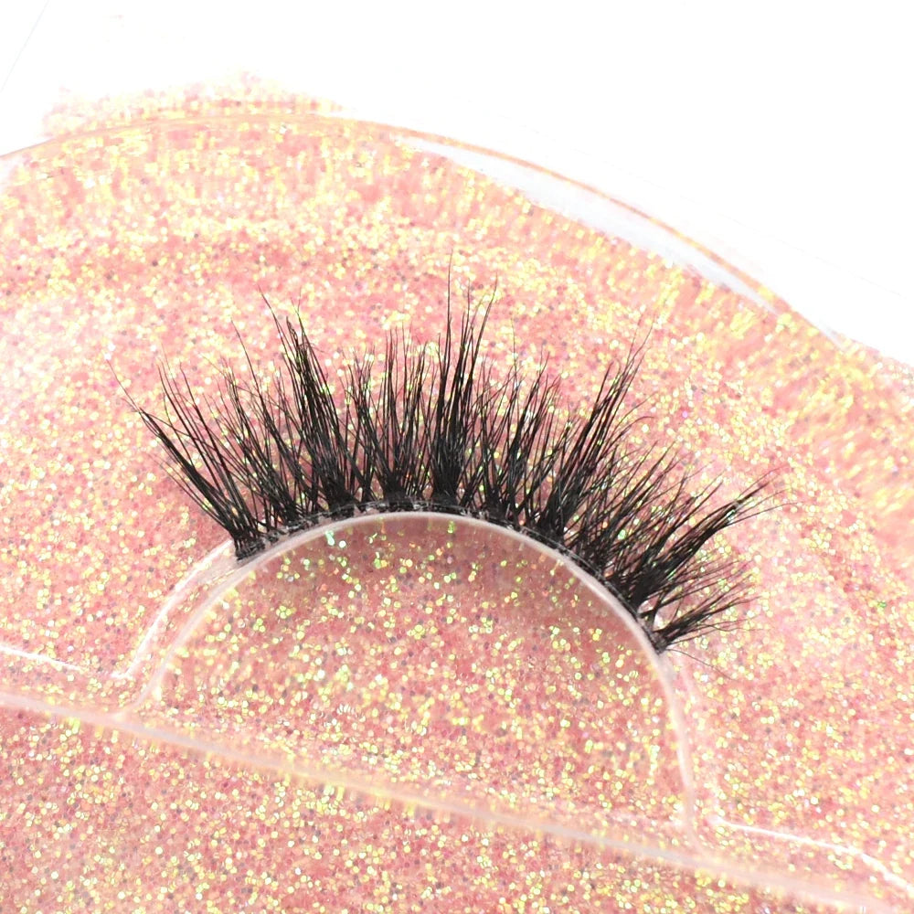 Blushimmer 3D Mink Fluffy Half False Eyelashes with clear band, natural soft lightweight strip lashes, reusable short eye extension