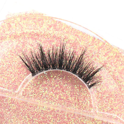 Blushimmer 3D Mink Fluffy Half False Eyelashes with clear band, natural soft lightweight strip lashes, reusable short eye extension