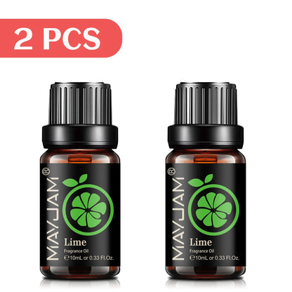 Blushimmer Mayjam fruit essential oil bottle with cherry, banana, papaya, grape, litchi, guava, kiwifruit, pear, and fig fragrance oils.