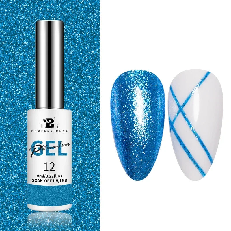 Blushimmer 5ML gold and silver metallic gel polish with chrome mirror finish, perfect for UV LED semi-permanent nail art.