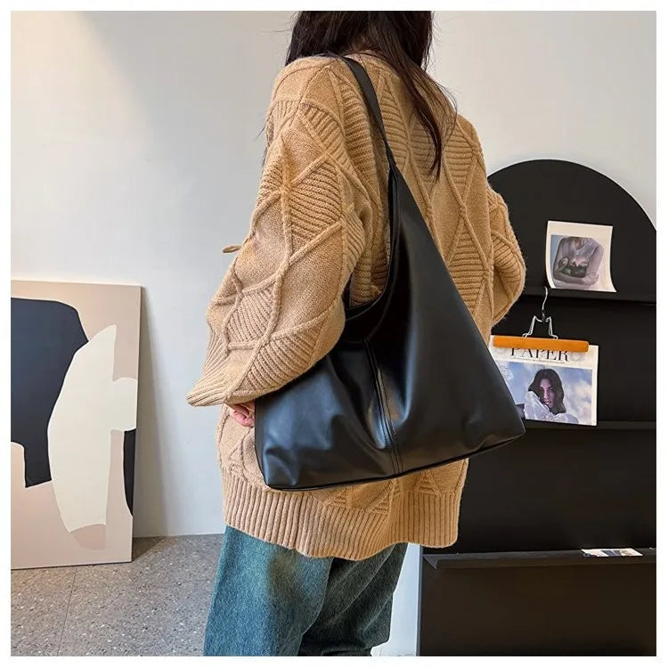 HOMEFISH New Tote bag hand bill of lading shoulder women's bag retro simple large bag Tote bag