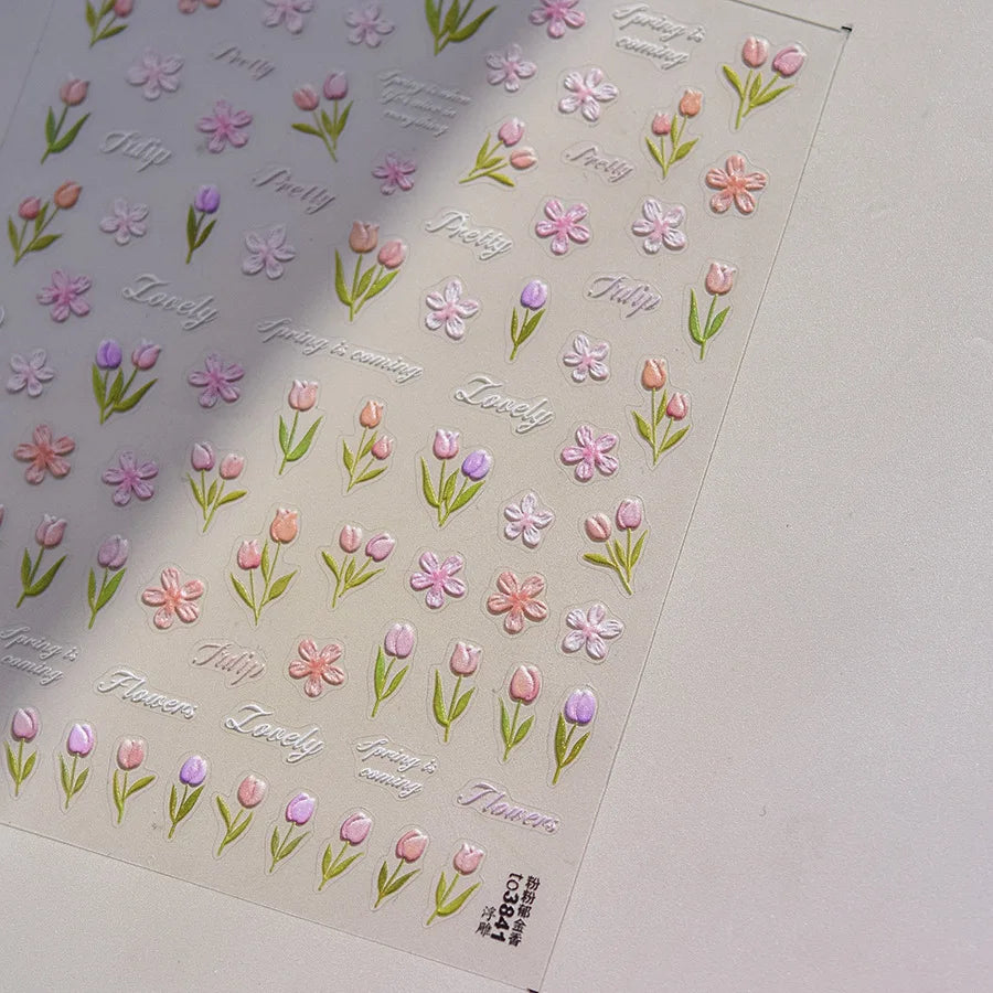 Blushimmer Dream Flower window shell nail art sticker with Japanese flower design, self-adhesive press-on nail decoration decal
