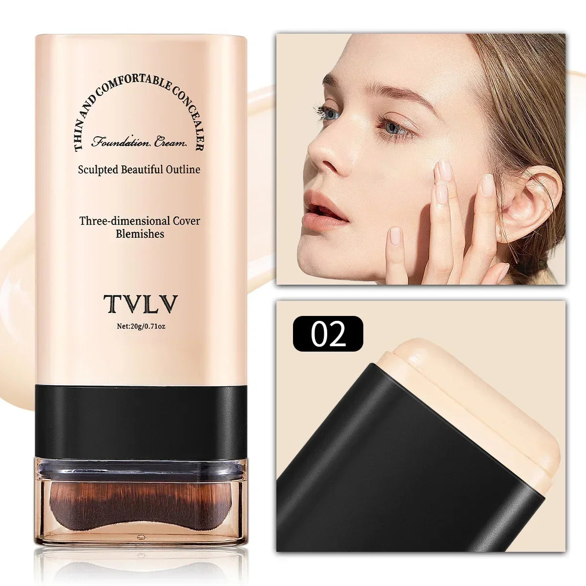 TVLV eraser foundation make-up stick 20g, with brush to brighten skin liquid foundation, long-lasting makeup concealer