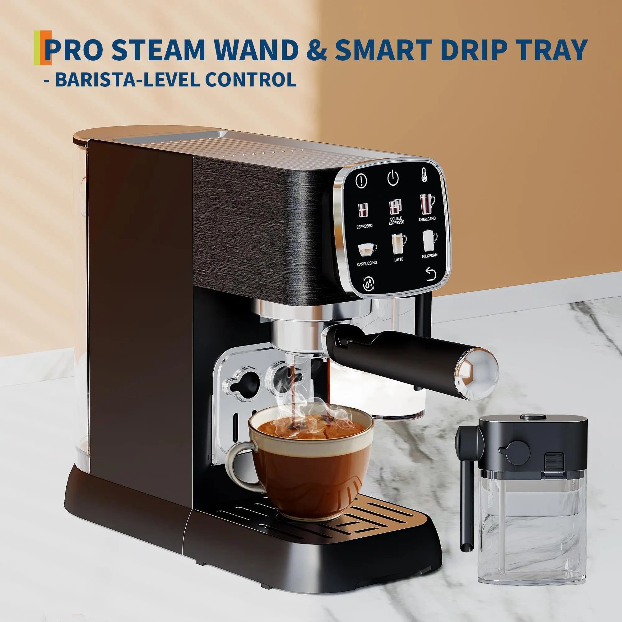 20 Bar Italian Coffee Machine, Professional Fully Automatic Coffee Maker With Milk Frother, Touchscreen Control