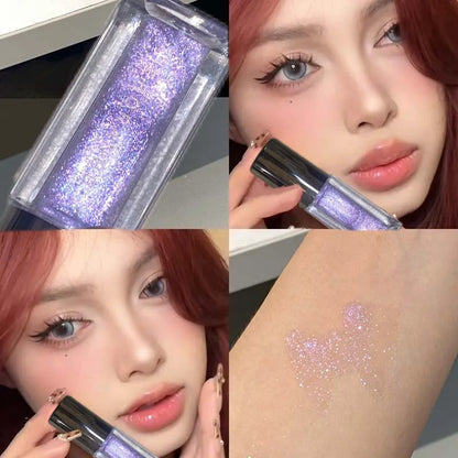 Blue mermaid color lip gloss by Blushimmer with pearlescent shine, diamond sparkle, and glitter finish for glossy, waterproof lips.