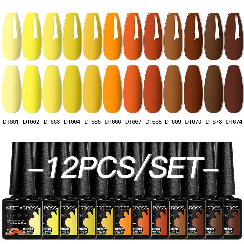 Blushimmer 12-piece all-season nail gel polish set with multicolor shades, UV and LED safe, long-lasting nail supplies for women.
