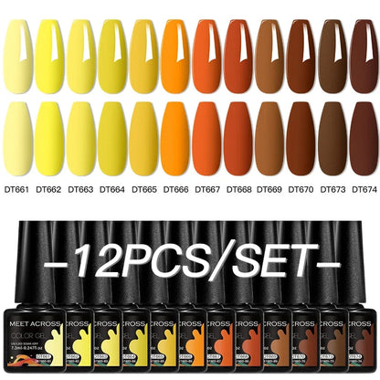 Blushimmer 12-piece all-season nail gel polish set with multicolor shades, UV and LED safe, long-lasting nail supplies for women.