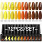 Blushimmer 12-piece all-season nail gel polish set with multicolor shades, UV and LED safe, long-lasting nail supplies for women.