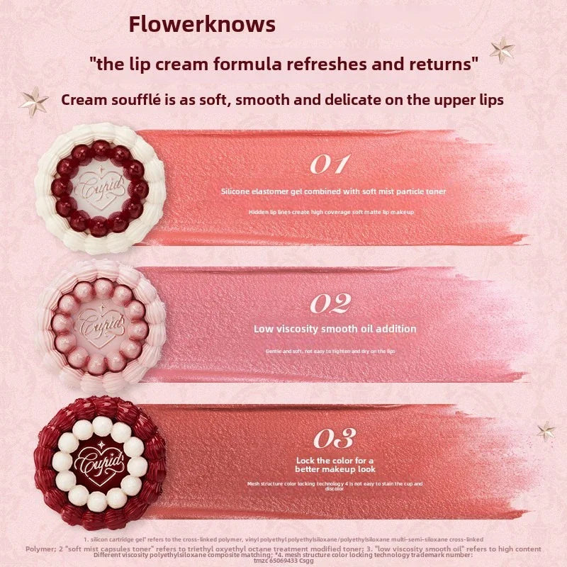 Blushimmer Flowerknows Strawberry Cupid lipstick cake with matte velvet lip gloss and lip cream, floral packaging for women and girls