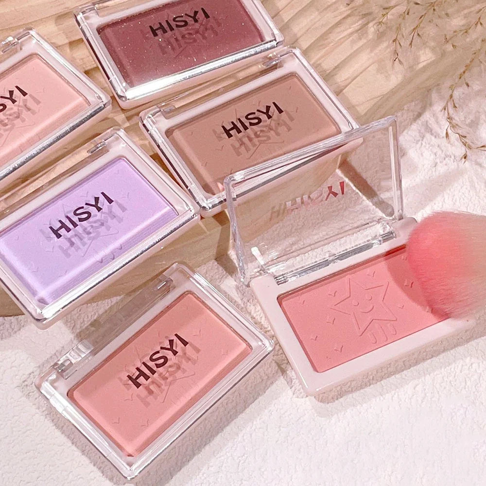 Blushimmer monochrome blush in purple nude shade, matte finish, natural brightening cheek makeup, fine flash rouge for radiant skin